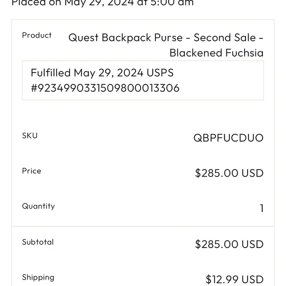 Lusher made in Italy blackened fuchsia backpack purse, great for travel. Bnnu - Picture 9 of 10